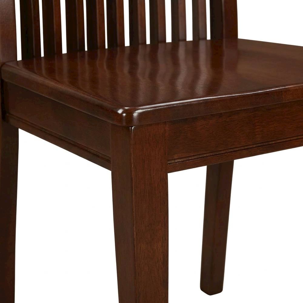 Mahogany Wood Dining Chair with High Back Slat Design for Kitchen Table, Set of 2. Picture 8