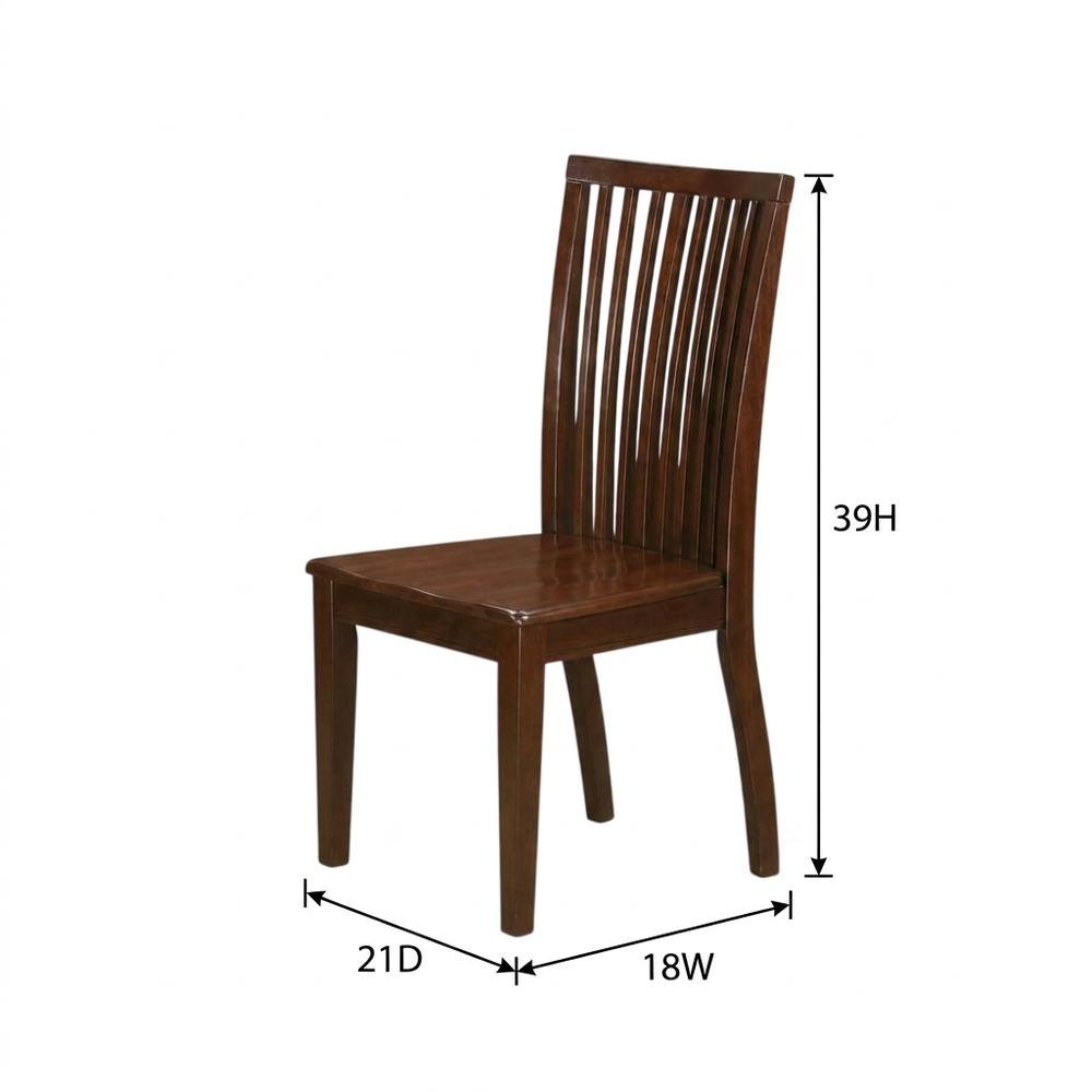 Mahogany Wood Dining Chair with High Back Slat Design for Kitchen Table, Set of 2. Picture 6