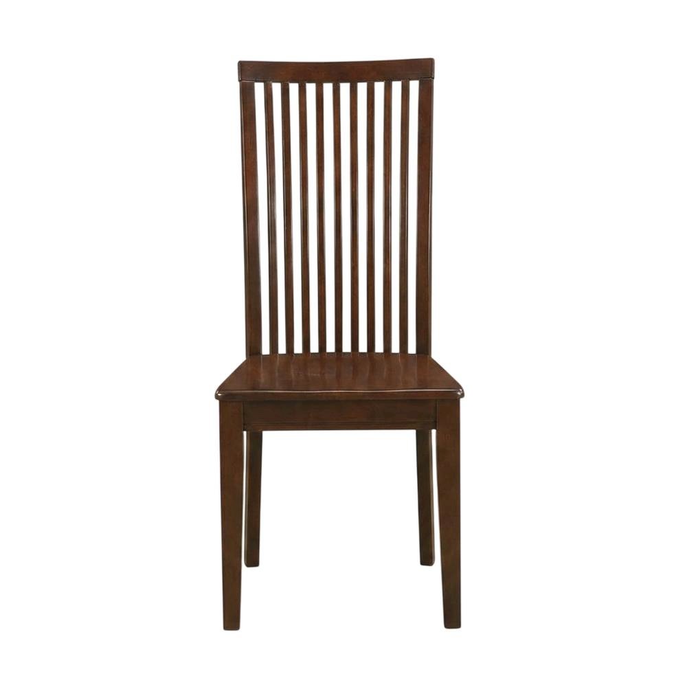 Mahogany Wood Dining Chair with High Back Slat Design for Kitchen Table, Set of 2. Picture 2