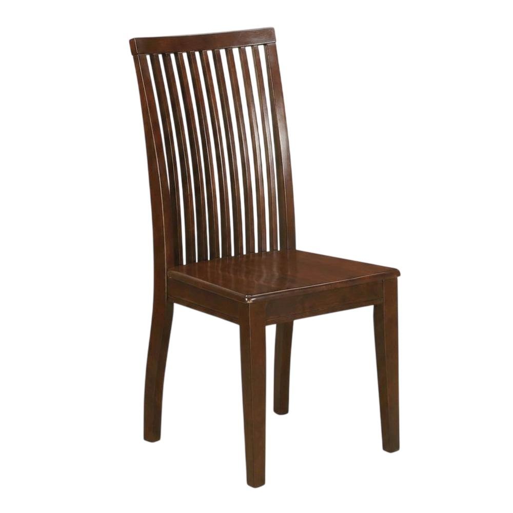 Mahogany Wood Dining Chair with High Back Slat Design for Kitchen Table, Set of 2. Picture 5
