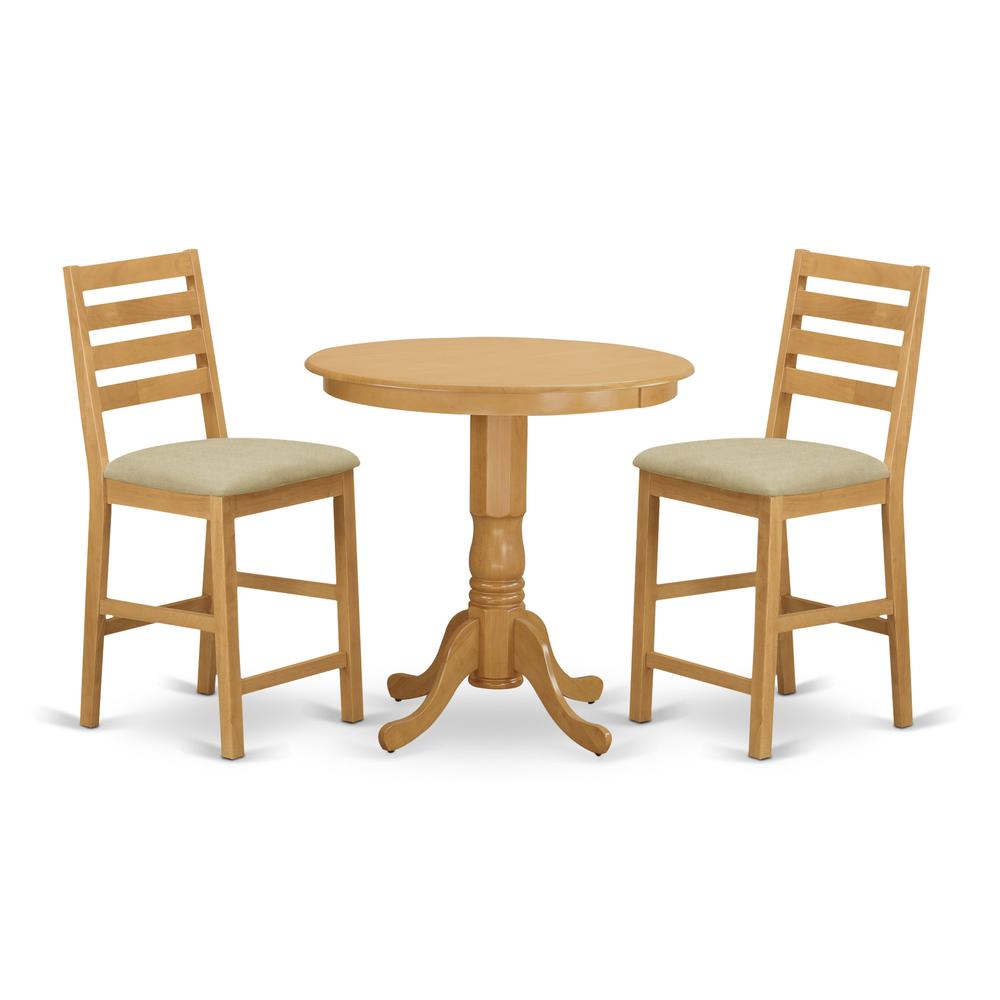 JACF3-OAK-C 3 Pc counter height Dining room set-pub Table and 2 counter height Chairs. Picture 1