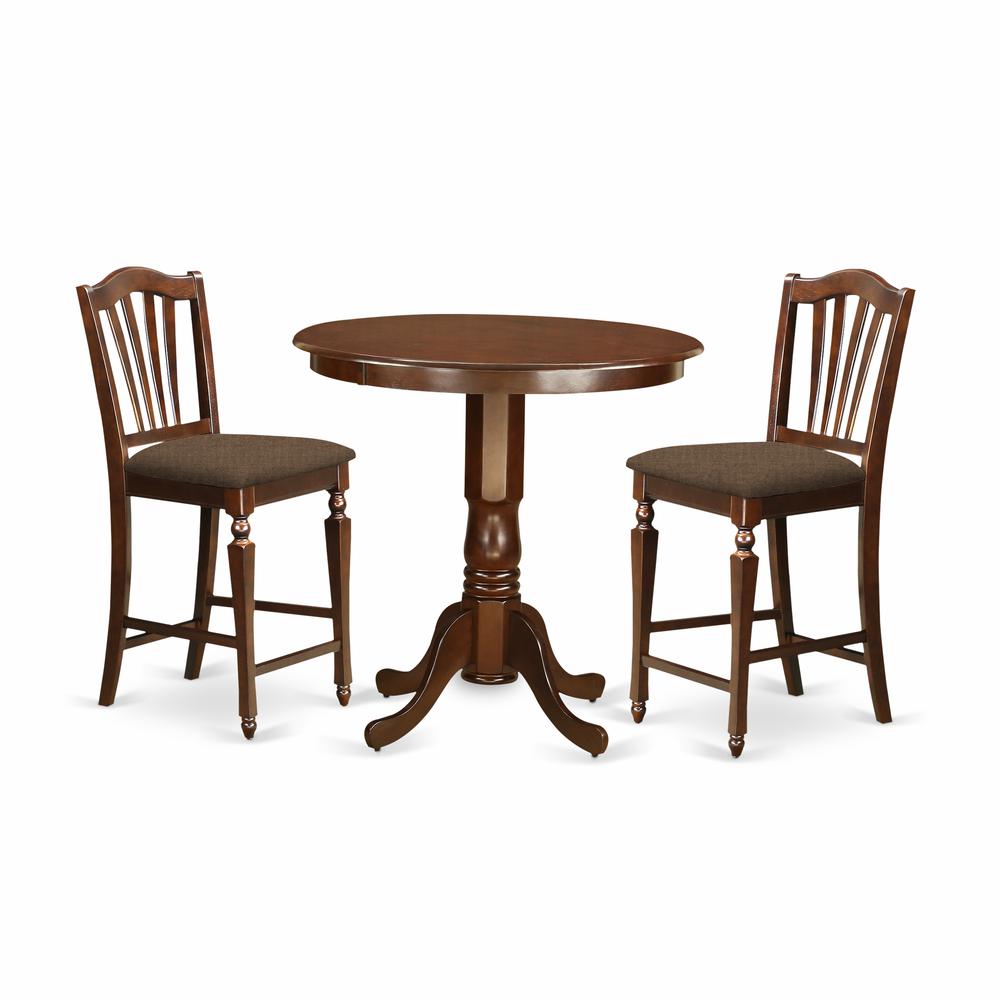 JACH3-MAH-C 3 PC Dining counter height set - Kitchen dinette Table and 2 counter height stool.. Picture 1