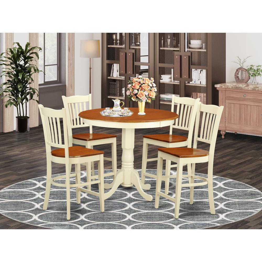 5  PC  counter  height  Dining  set-pub  Table  and  4  bar  stools  with  backs. Picture 4