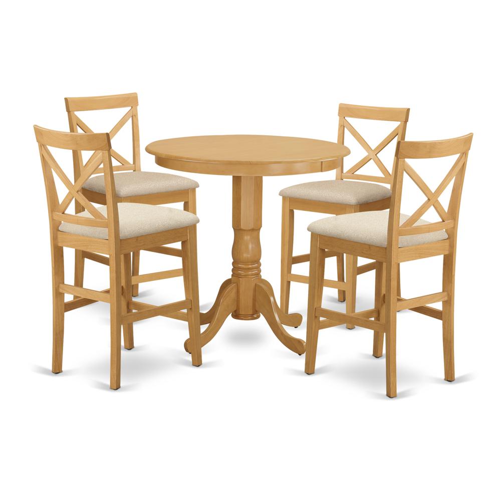 JAPB5-OAK-C 5 Pc Dining counter height set-pub Table and 4 counter height stool. Picture 1