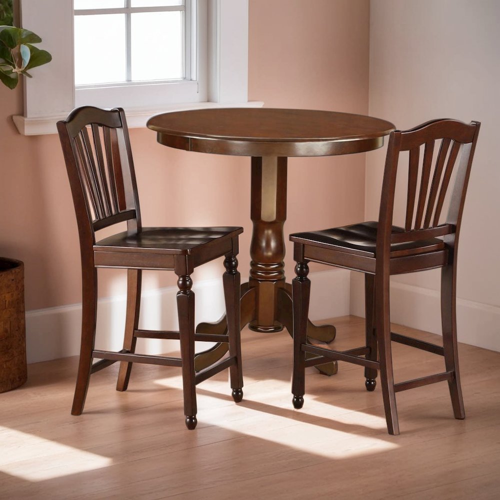Elegant Square Solid Wood Dining Table for Small Spaces in Brown Finish. Picture 3