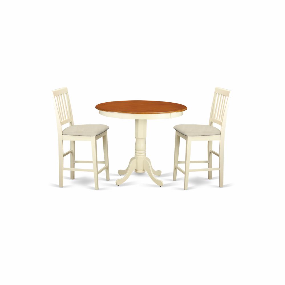 JAVN3-WHI-C 3 Pcpub Table set - counter height Table and 2 counter height Chairs.. Picture 1