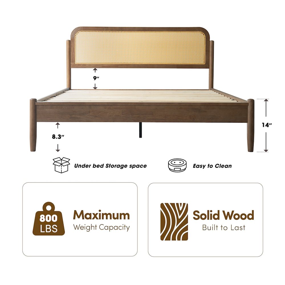King Wooden Platform Bed Frame, Barnwood Finish, Traditional Style. Picture 1