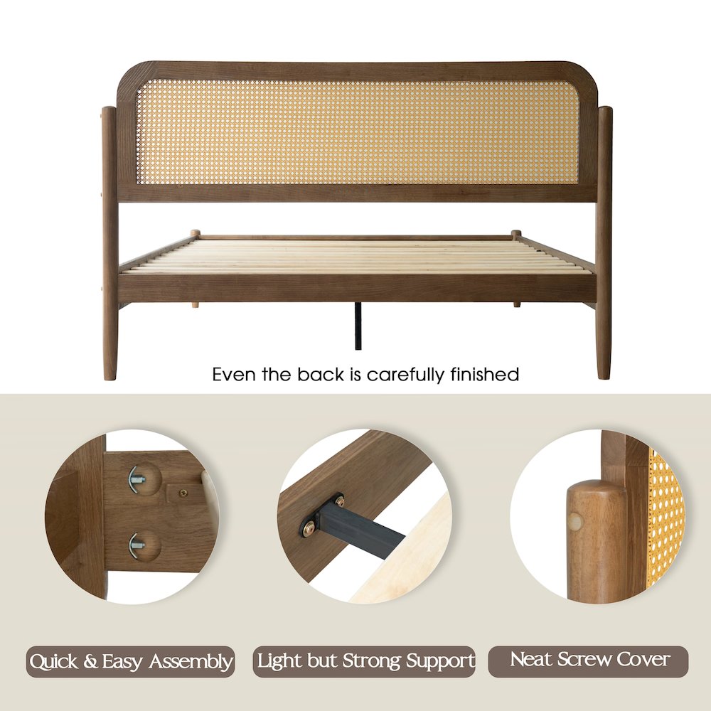 King Wooden Platform Bed Frame, Barnwood Finish, Traditional Style. Picture 4