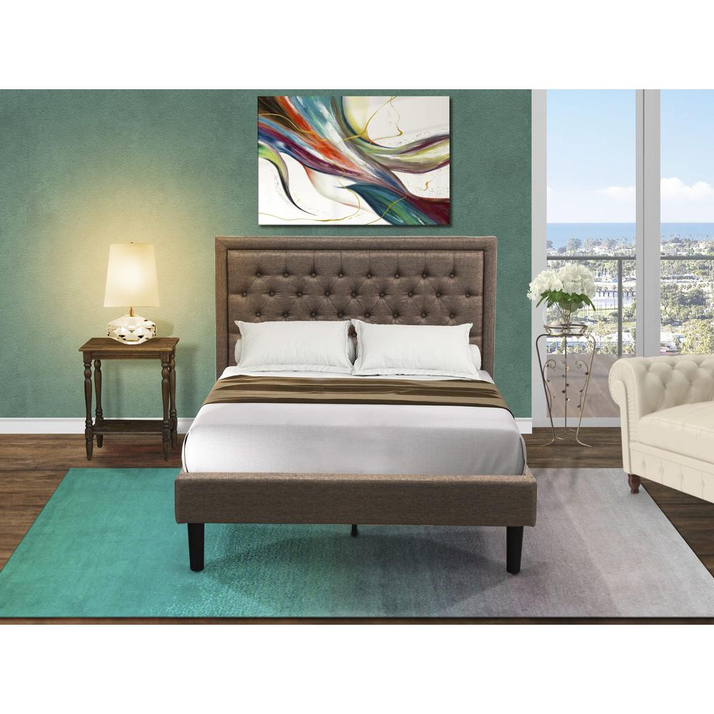 KD16F-1BF07 2 Pc Bed Set - Full Size Bed Dark Khaki Padded Headboard with 1 Nightstand - Black Finish Legs. Picture 7