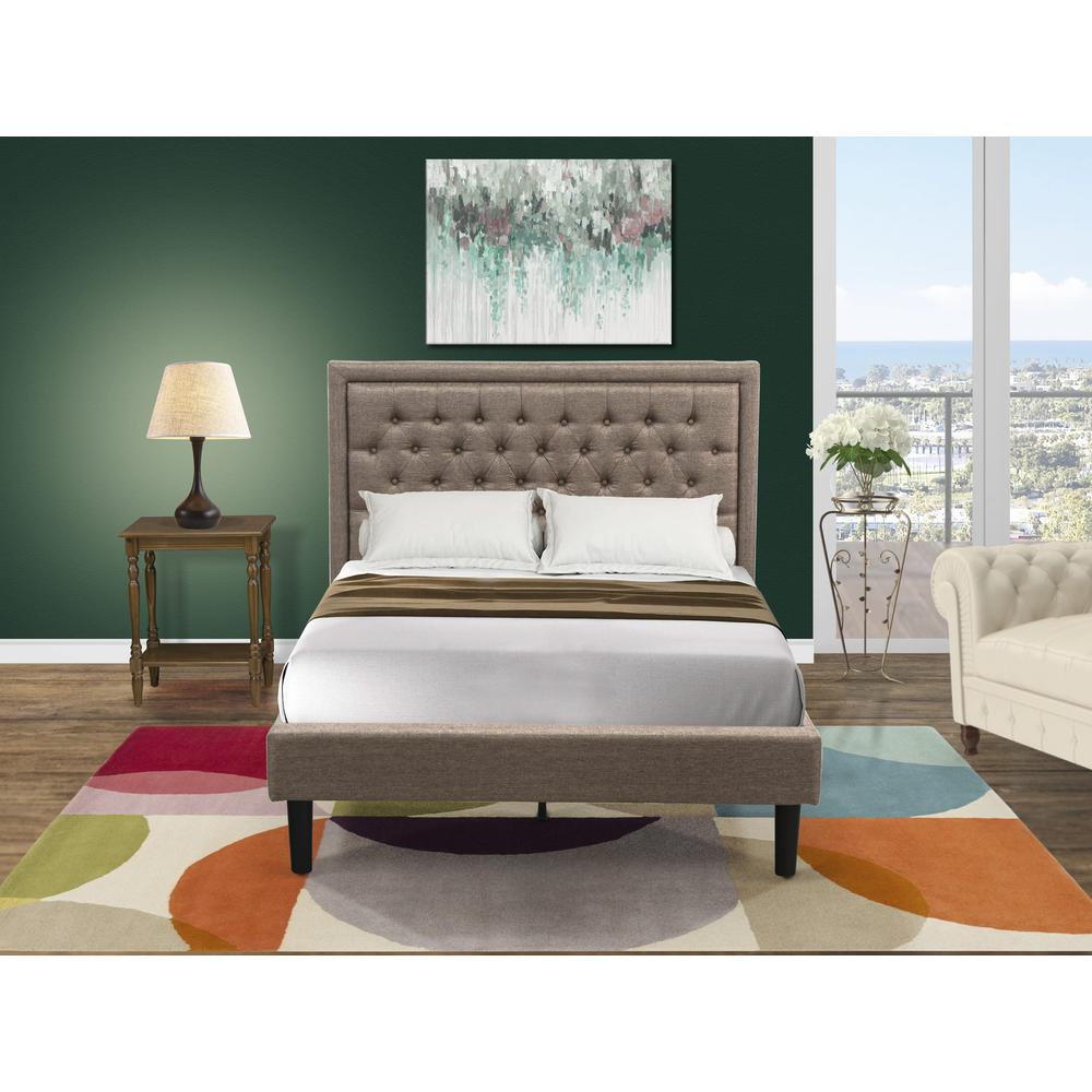 KD16F-1BF08 2 Piece Bedroom Set - Full Size Bed Dark Khaki Headboard with 1 Night Stand - Black Finish Legs. Picture 8