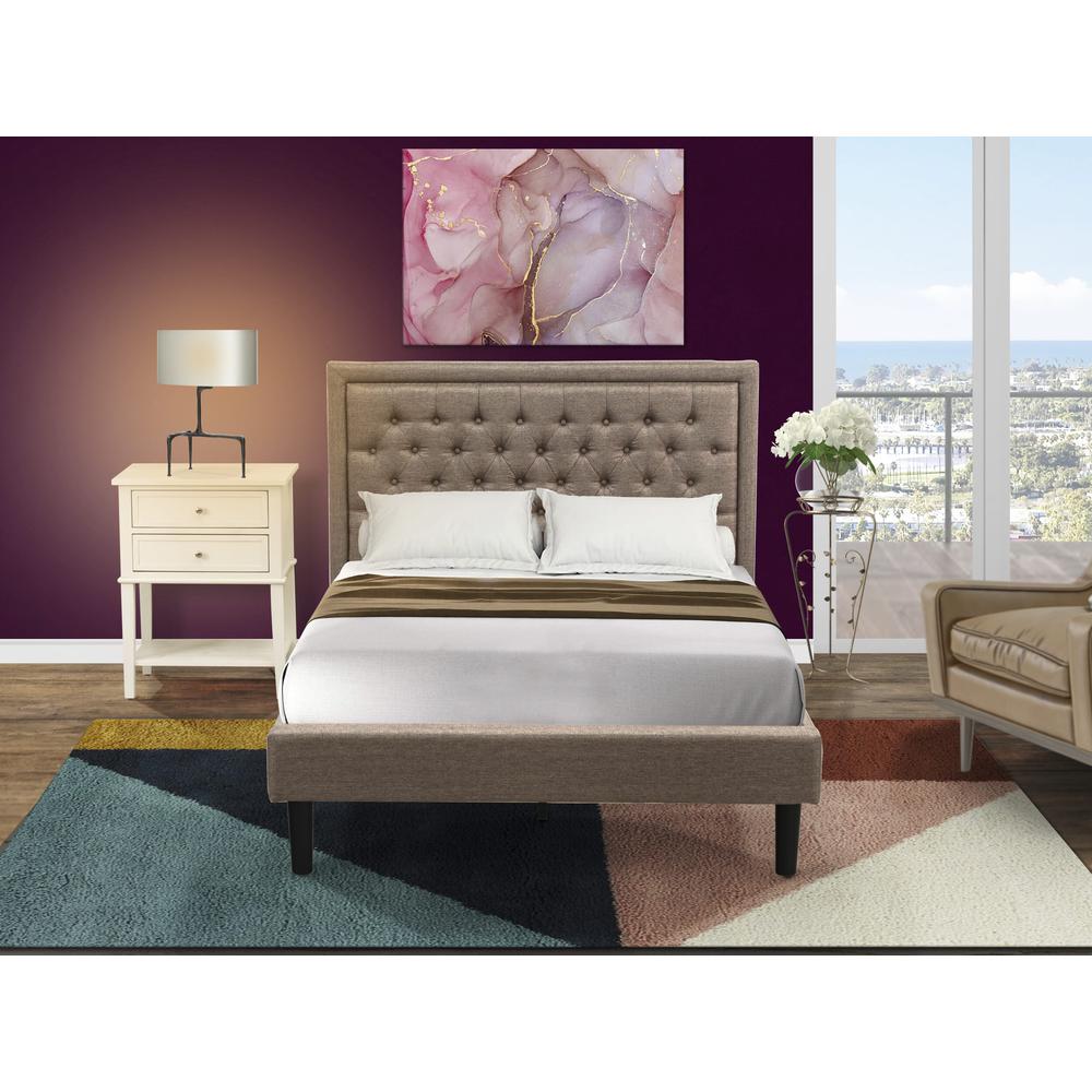 KD16F-1VL0C 2 Piece Wood Bedroom Set - Full Bed Dark Khaki Headboard with 1 Night Stand - Black Finish Legs. Picture 8