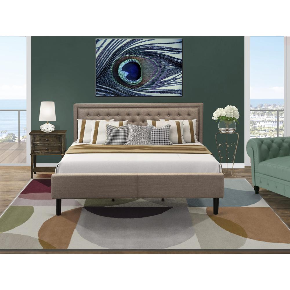 KD16K-1VL07 2 Piece Wooden Bedroom Set - King Bed Dark Khaki Headboard with 1 Nightstand - Black Finish Legs. Picture 8