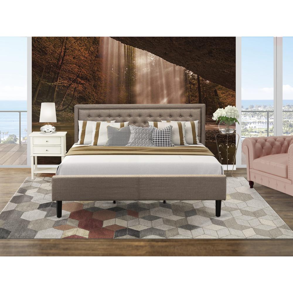 KD16K-1VL0C 2 Piece Bed Set - Wooden Bed Dark Khaki Headboard with 1 Bedroom Nightstand - Black Finish Legs. Picture 8