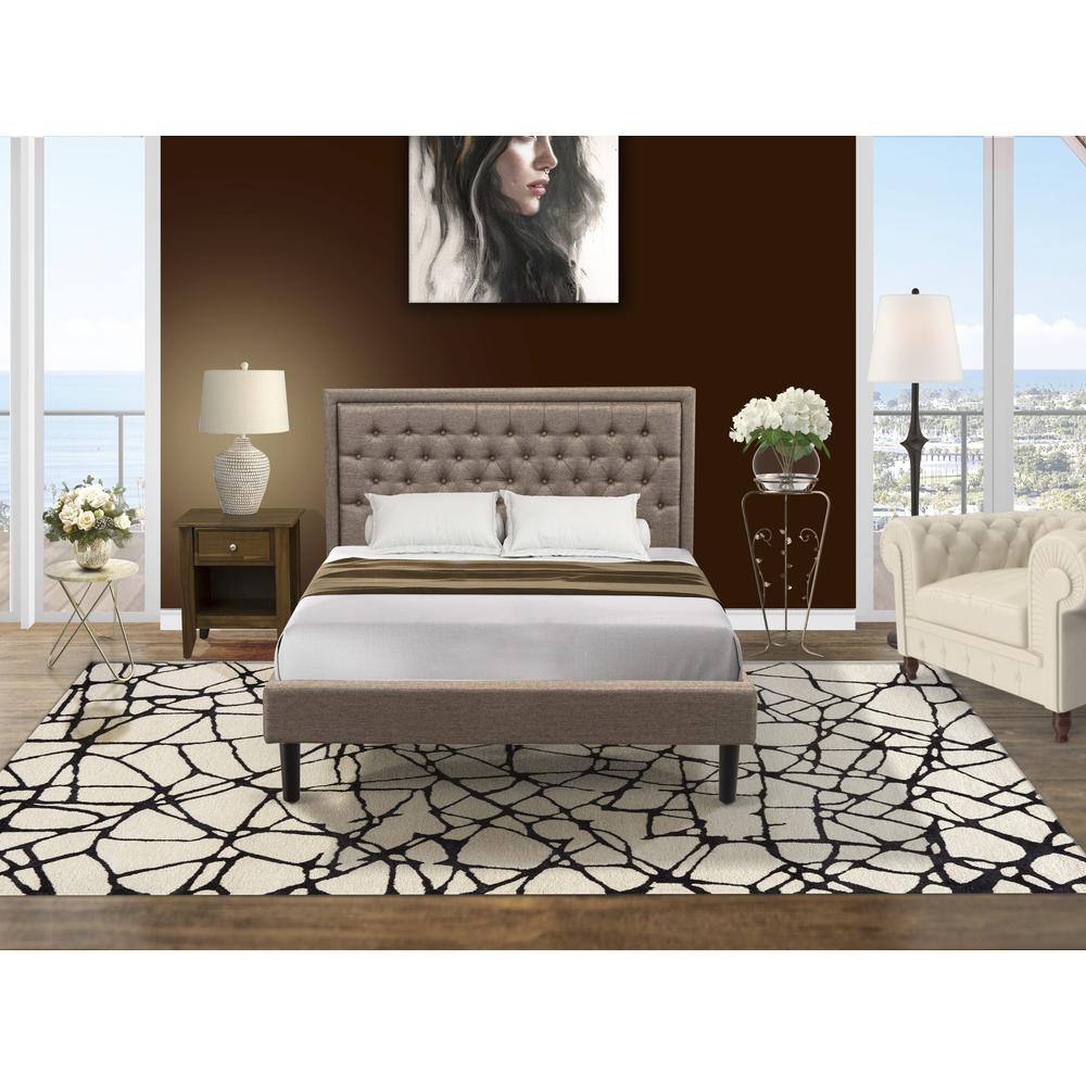 KD16Q-1GA08 2 Piece Queen Bed Set - Wood Bed Dark Khaki Headboard with 1 Modern Nightstand - Black Finish Legs. Picture 8