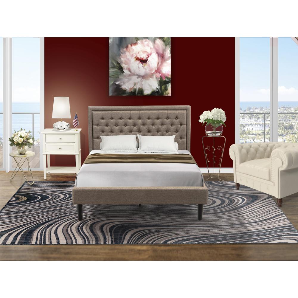 KD16Q-1VL0C 2 Pc Queen Bedroom Set - Queen Bed Dark Khaki Headboard with 1 Night Stand - Black Finish Legs. Picture 8
