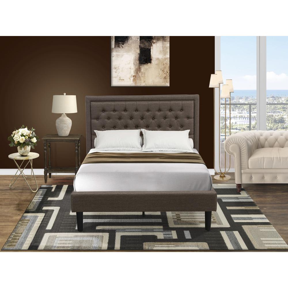 KD18F-1BF07 2 Pc Bedroom Set - Full Size Bed Brown Headboard with 1 Bedroom Nightstand - Black Finish Legs. Picture 7
