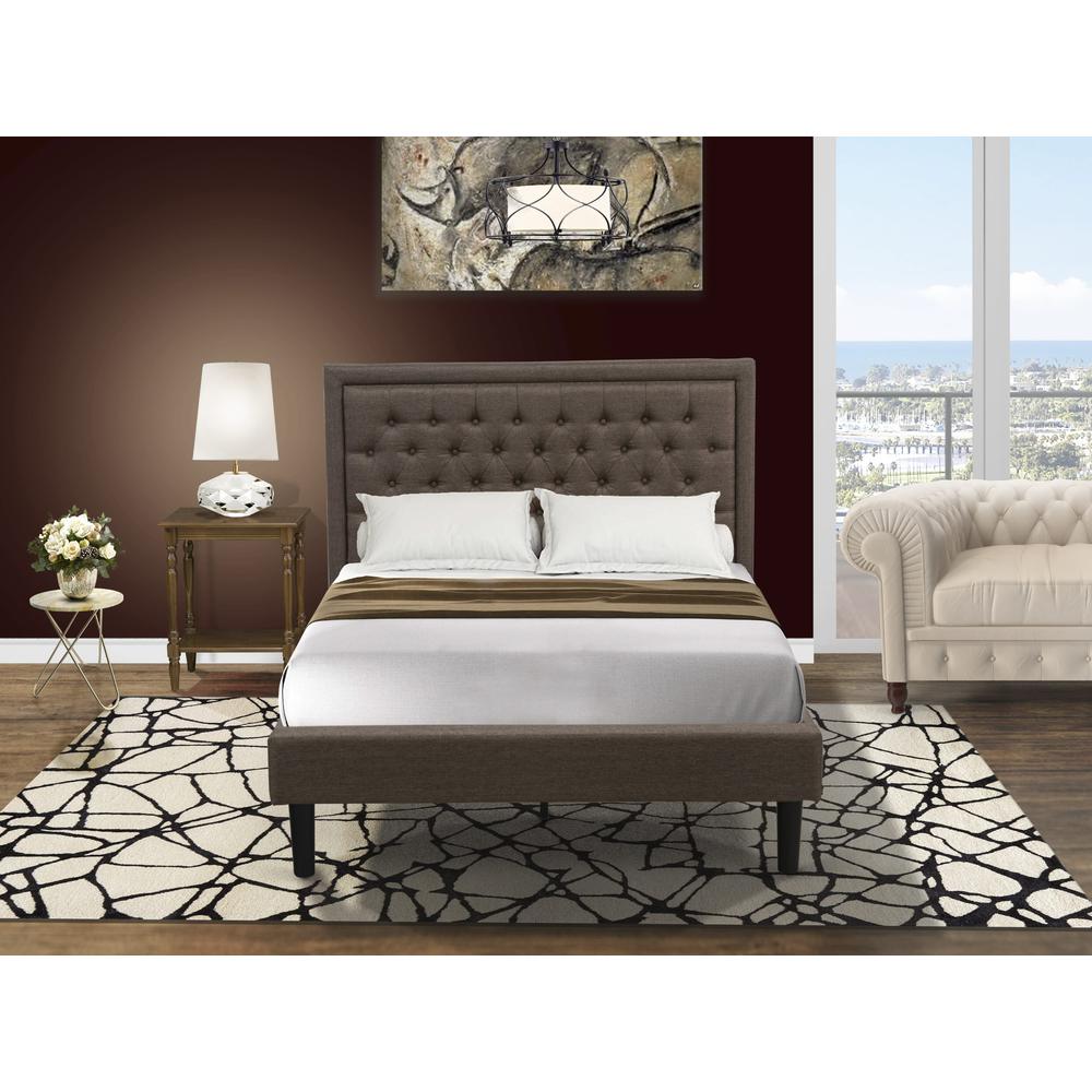 KD18F-1BF08 2 Piece Full Bed Set - Full Bed Brown Headboard with 1 Night Stand for Bedroom - Black Finish Legs. Picture 8
