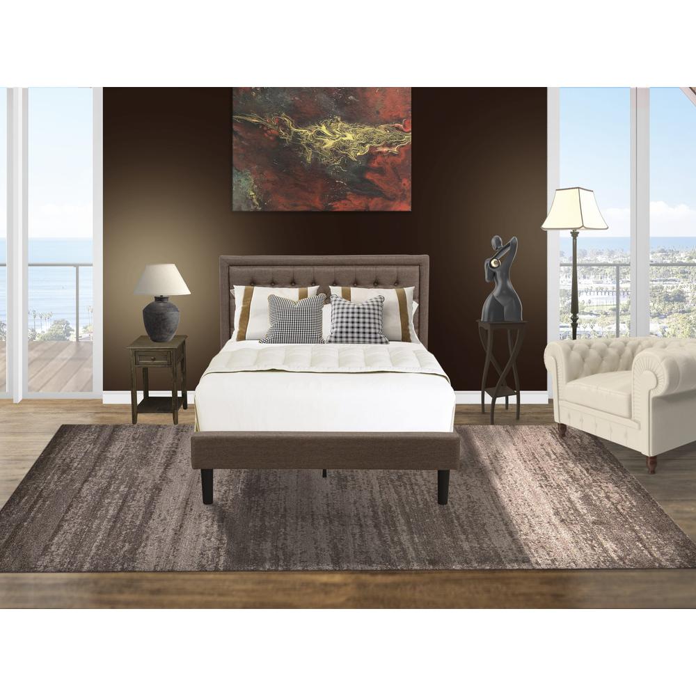 KD18F-1DE07 2 Pc Full Size Bed Set - Platform Bed Brown Headboard with 1 Wood Night Stand - Black Finish Legs. Picture 8