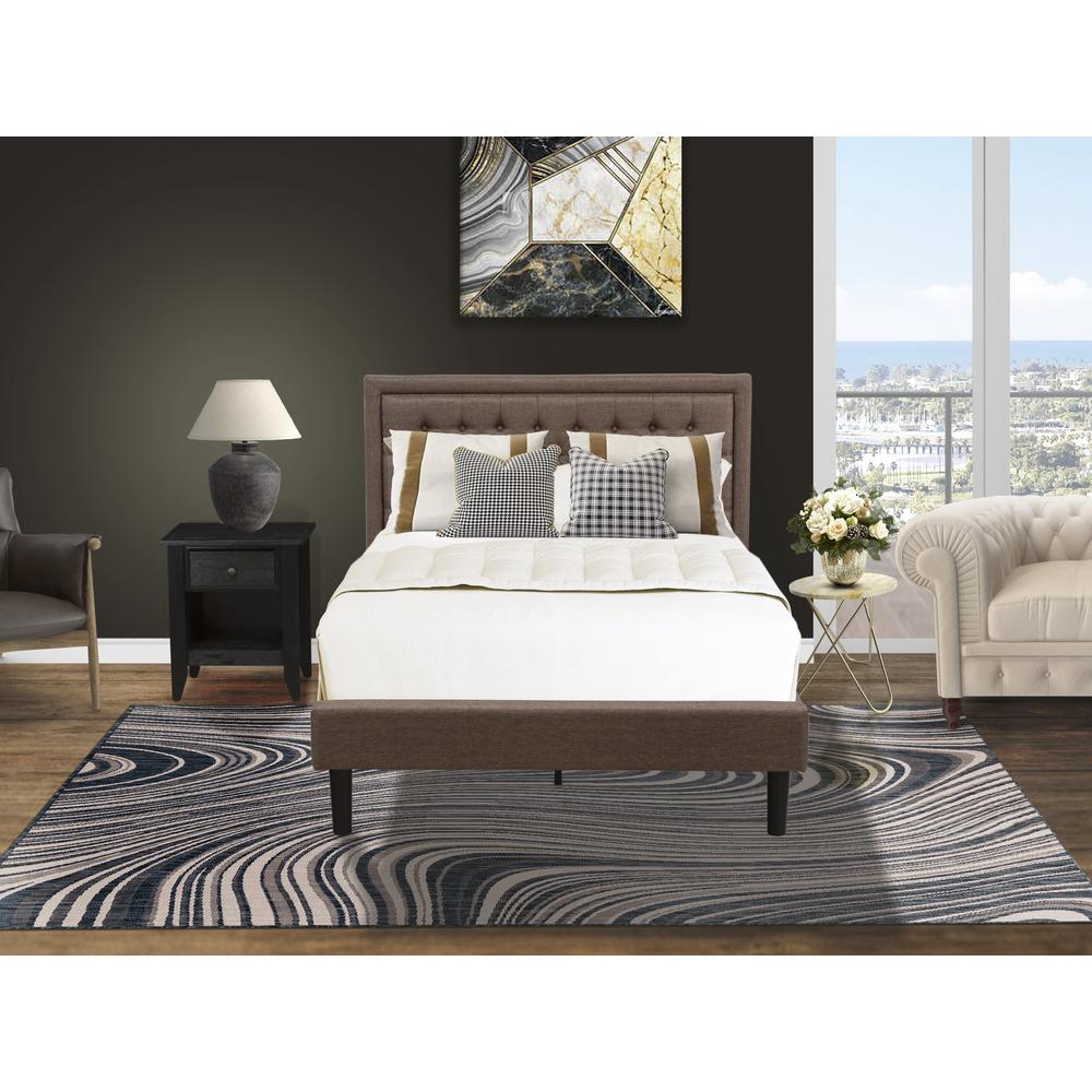 KD18F-1GA06 2 Piece Bedroom Set - Full Size Bed Brown Headboard with 1 Wooden Nightstand - Black Finish Legs. Picture 8