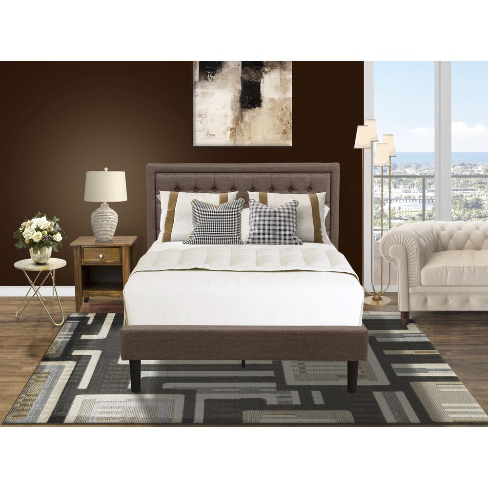 KD18F-1GA08 2 Piece Bedroom Set - Full Bed Brown Headboard with 1 Mid Century Nightstand - Black Finish Legs. Picture 8