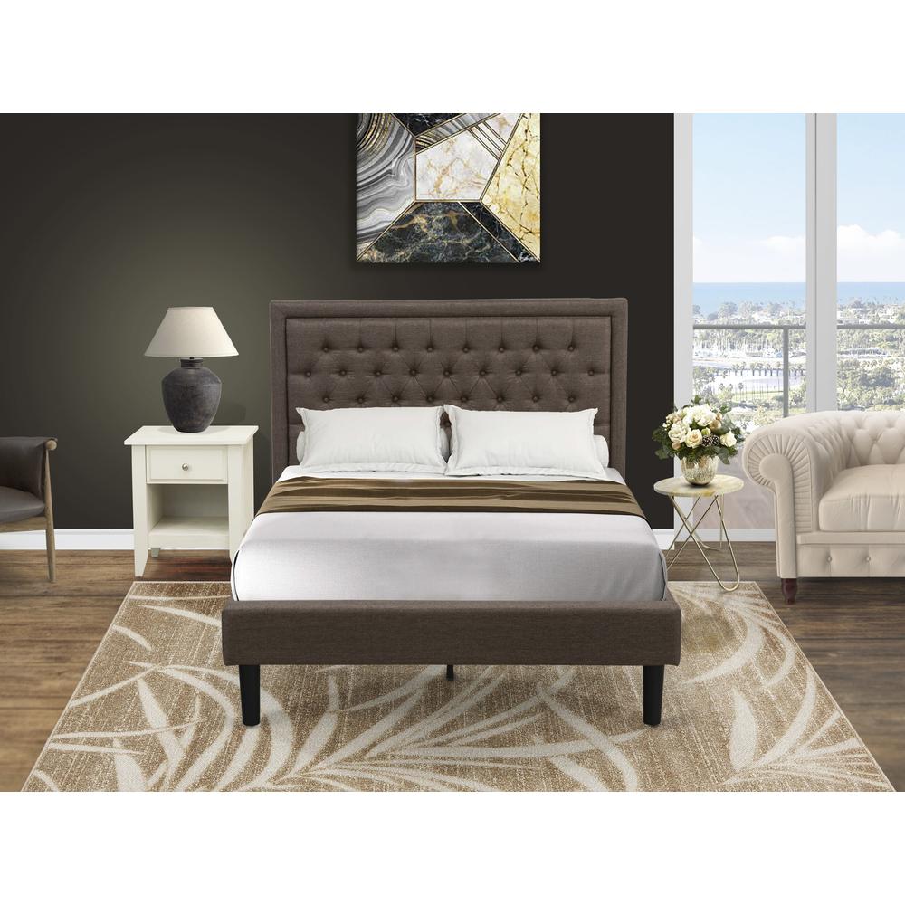KD18F-1GA0C 2 Pc Wooden Bed Set - Wood Bed Brown Headboard with 1 Night Stand For Bedroom - Black Finish Legs. Picture 8