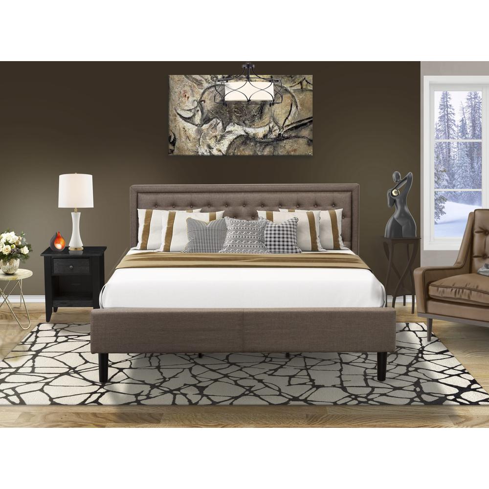 KD18K-1GA06 2 Pc King Size Bedroom Set - Wooden Bed Brown Headboard with 1 Nightstand - Black Finish Legs. Picture 8
