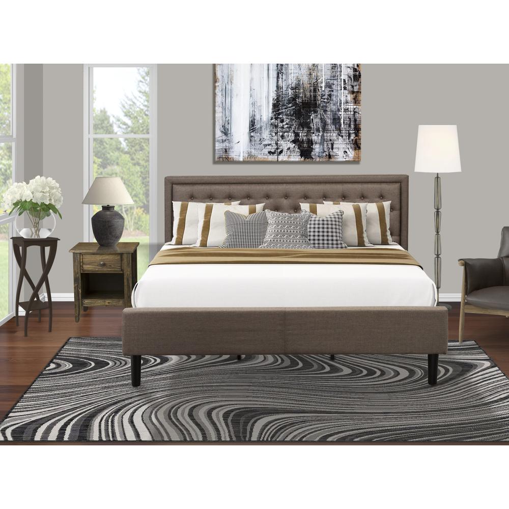 KD18K-1GA07 2 Pc King Size Bed Set - King Size Bed Brown Headboard with 1 Wood Nightstand - Black Finish Legs. Picture 8