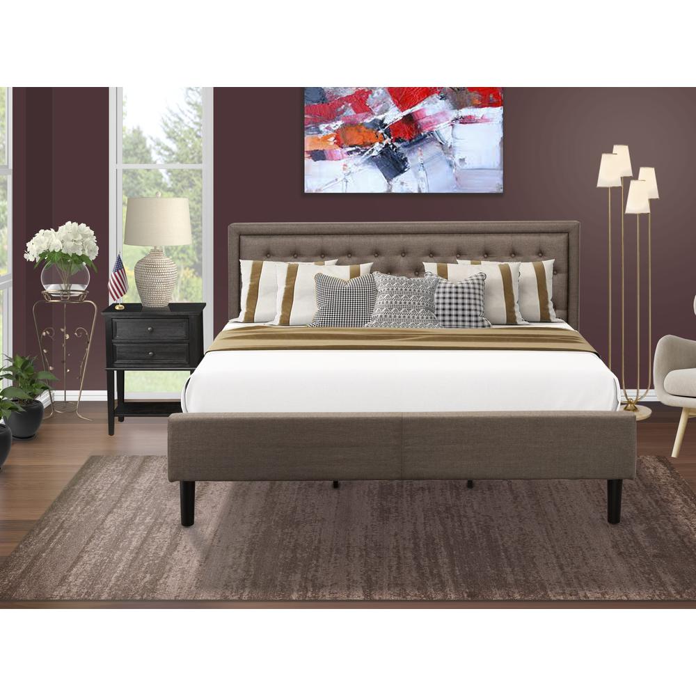 KD18K-1VL06 2 Piece Wood Bedroom Set - Bed Frame Brown Headboard with 1 Wood Night Stand - Black Finish Legs. Picture 8