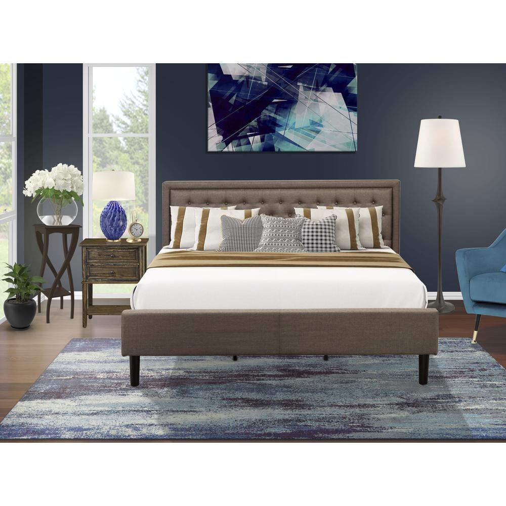 KD18K-1VL07 2 Piece Wooden Bedroom Set - Bed Frame Brown Headboard with 1 Small Nightstand - Black Finish Legs. Picture 8