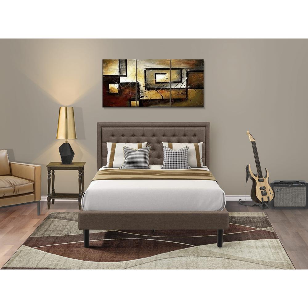 KD18Q-1BF07 2 Piece Queen Bedroom Set - Queen Bed Frame Brown Headboard with 1 Night Stand - Black Finish Legs. Picture 7