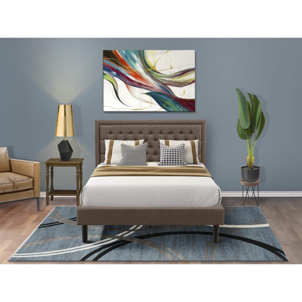 KD18Q-1BF08 2 Piece Bedroom Set - Queen Size Bed Brown Headboard with 1 Wooden Nightstand - Black Finish Legs. Picture 7