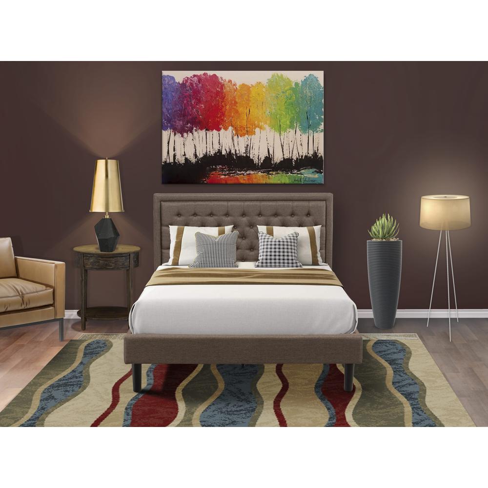 KD18Q-1HI07 2 Piece Queen Bedroom Set - Bed Frame Brown Headboard with 1 Wooden Nightstand - Black Finish Legs. Picture 2
