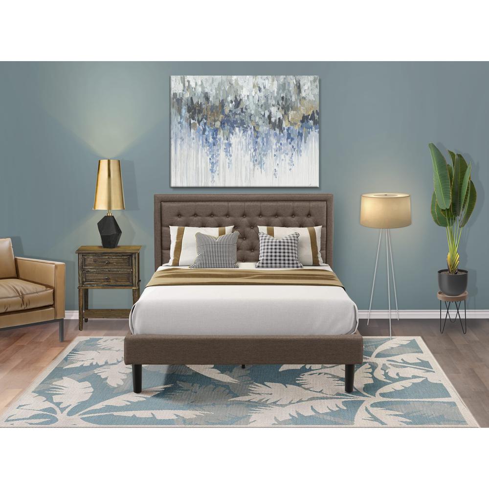 KD18Q-1VL07 2 Pc Queen Bedroom Set - Queen Bed Brown Headboard with 1 Wooden Nightstand - Black Finish Legs. Picture 2