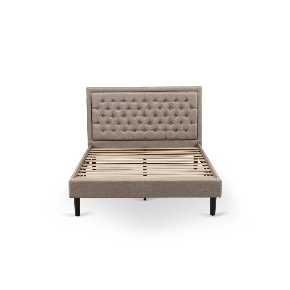 KD16Q-1GA08 2 Piece Queen Bed Set - Wood Bed Dark Khaki Headboard with 1 Modern Nightstand - Black Finish Legs. Picture 3