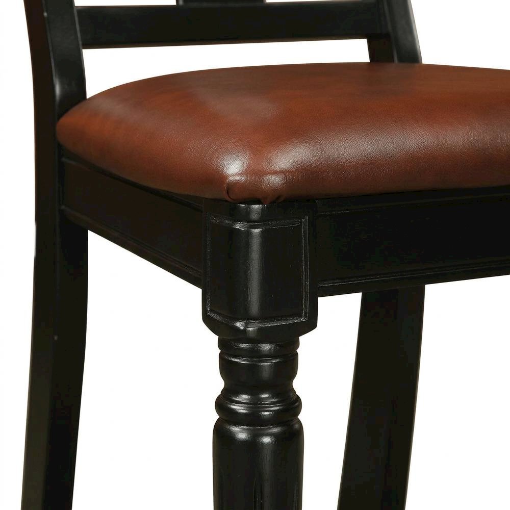 Solid Wood Napoleon-Style Faux Leather Upholstered Dining Chair, Set of 2. Picture 8