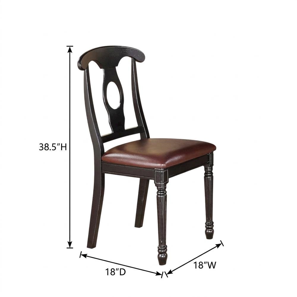 Solid Wood Napoleon-Style Faux Leather Upholstered Dining Chair, Set of 2. Picture 6