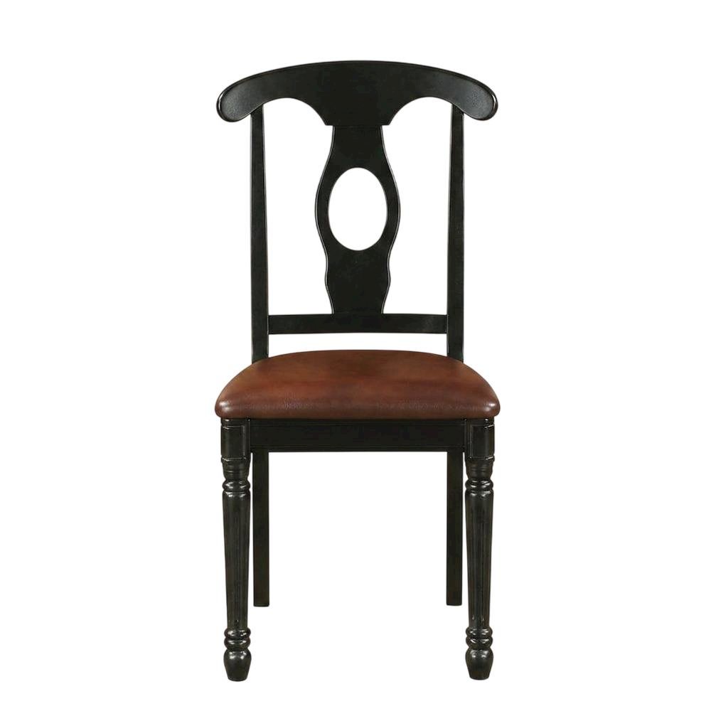 Solid Wood Napoleon-Style Faux Leather Upholstered Dining Chair, Set of 2. Picture 2