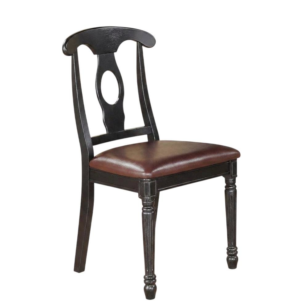 Solid Wood Napoleon-Style Faux Leather Upholstered Dining Chair, Set of 2. Picture 5