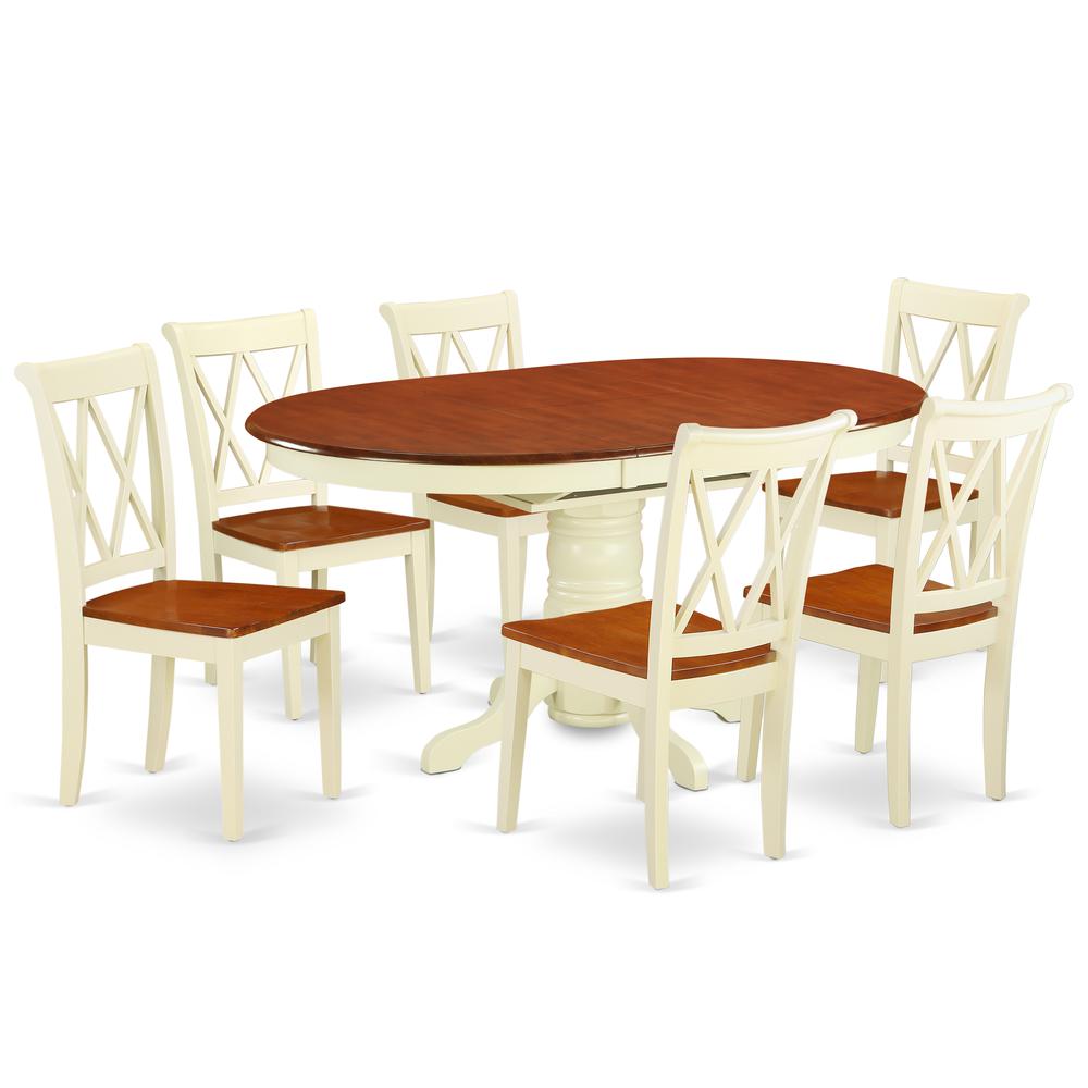 Dining Room Set Buttermilk & Cherry, KECL7-BMK-W. Picture 1