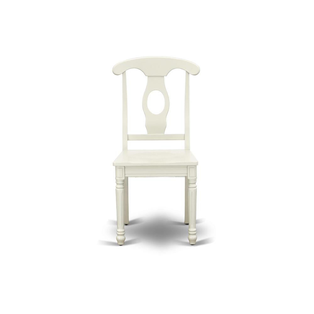 AMKE3-LWH-W 3 Piece Dining Set - 1 Pedestal Table and 2 Linen White Wooden Kitchen Chairs - Linen White Finish. Picture 4