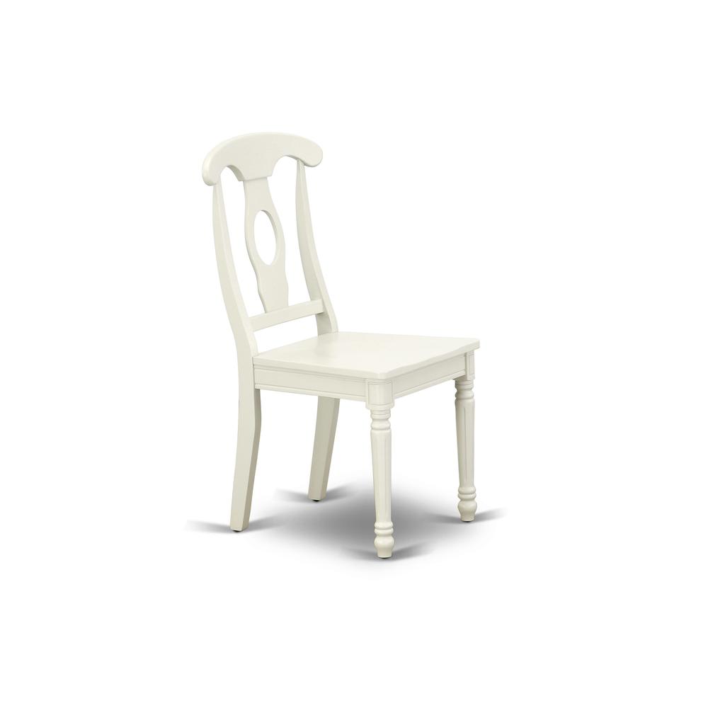 AMKE3-LWH-W 3 Piece Dining Set - 1 Pedestal Table and 2 Linen White Wooden Kitchen Chairs - Linen White Finish. Picture 5