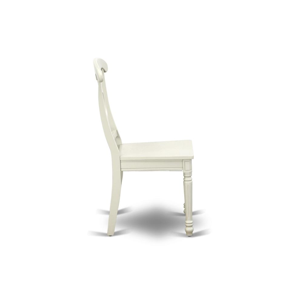 AMKE3-LWH-W 3 Piece Dining Set - 1 Pedestal Table and 2 Linen White Wooden Kitchen Chairs - Linen White Finish. Picture 6