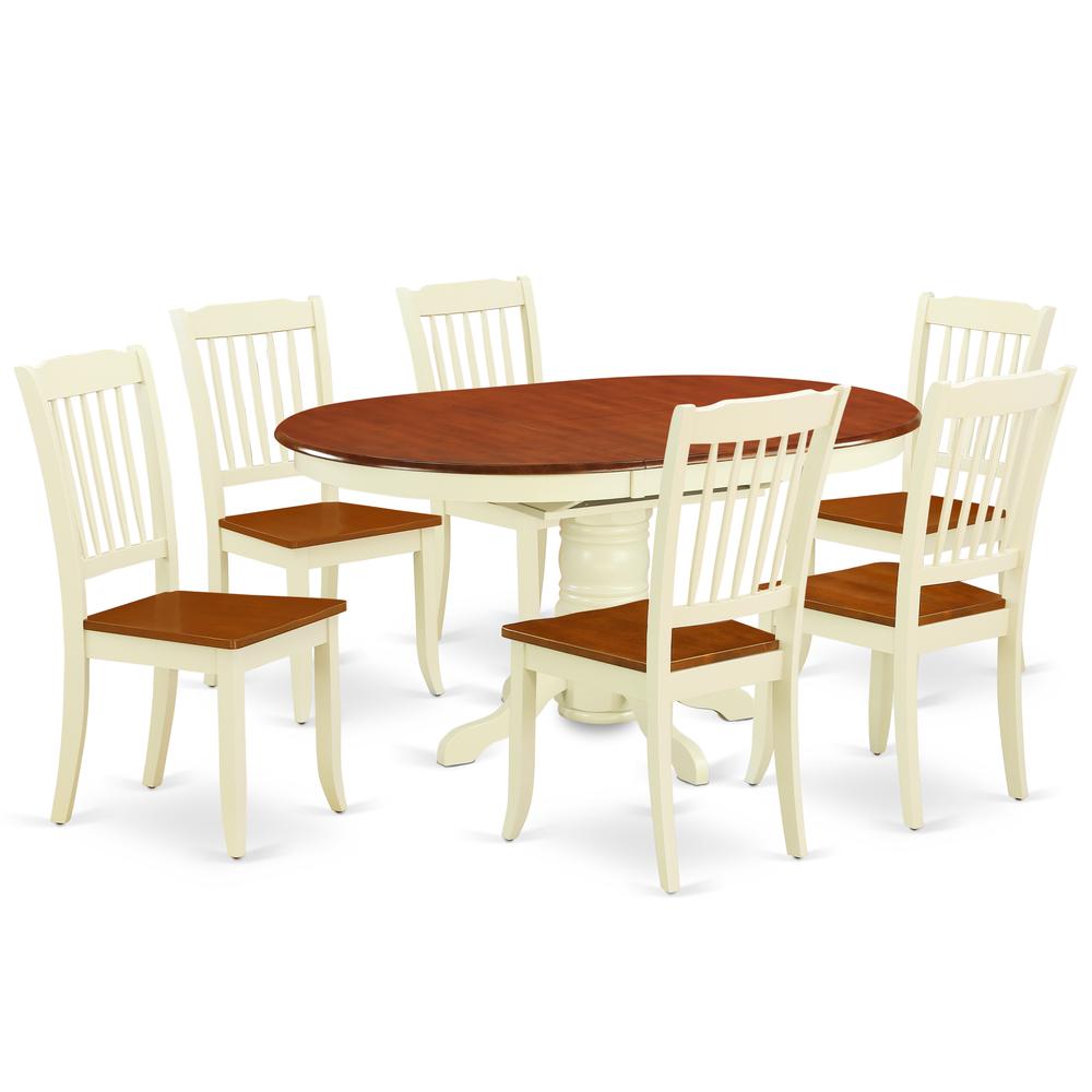 Dining Room Set Buttermilk & Cherry, KEDA7-BMK-W. Picture 1