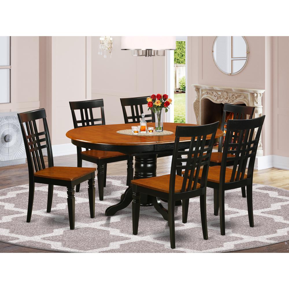 7  Pc  Dinette  set  with  a  Kenley  Table  and  6  Dining  Chairs  in  Black  and  Cherry. Picture 4