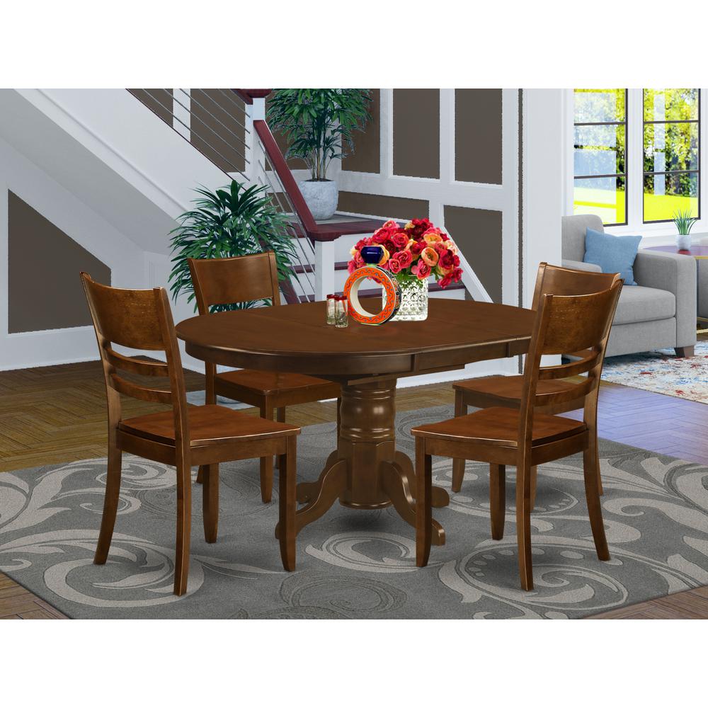 5  Pc  Kenley  Dinette  Table  with  a  Leaf  and  4  Wood  Seat  Chairs. Picture 4