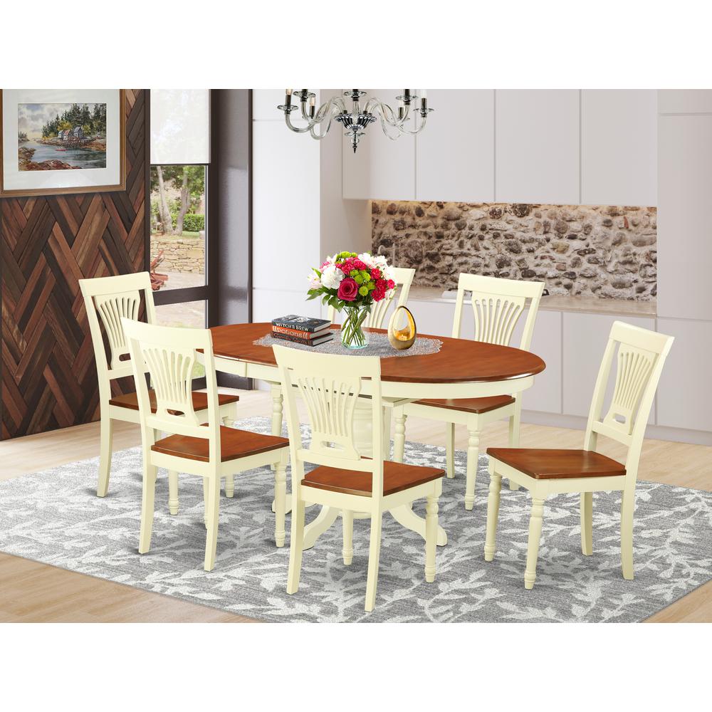 7  Pc  Dining  set-Oval  Table  with  leaf  and  6  Dining  Chairs. Picture 4