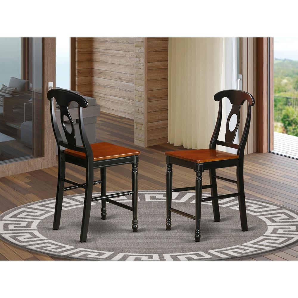 Kenley  Counter  Height  Stools  With  Wood  Seat  In  Black  and  Cherry  Finish,  Set  of  2. Picture 2