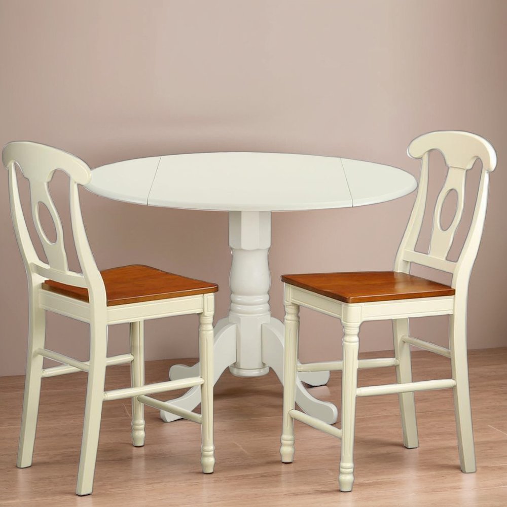 Elegant Wooden Counter Height Chairs with Backrest – Set of Two. Picture 3