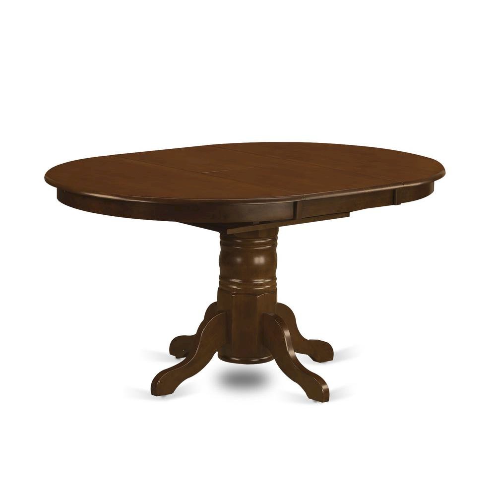 Elegant Oval Pedestal Dining Table with Butterfly Leaf for 6 Guests. Picture 1