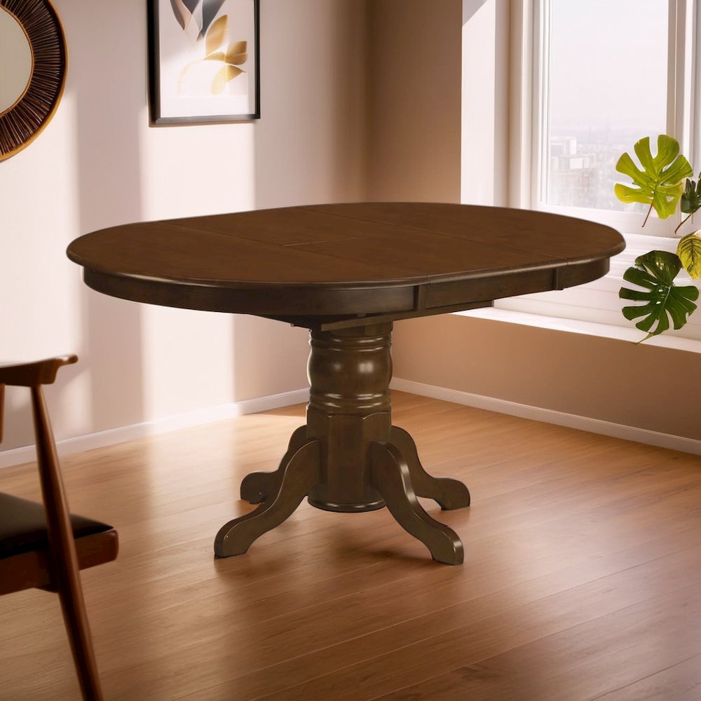 Elegant Oval Pedestal Dining Table with Butterfly Leaf for 6 Guests. Picture 3